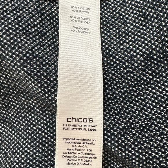 Easywear by Chico’s Size 3 Open Front Cardigan XL Womens Soft Knit Blue White - Picture 8 of 9